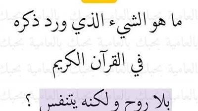 ما هو الشيء الذي ورد ذكره في القرآن الكريم بلا روح
